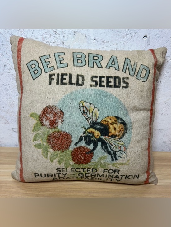 Primitives by Kathy Other - Primitives by Kathy Linen Pillow with Bee and Red Stripe